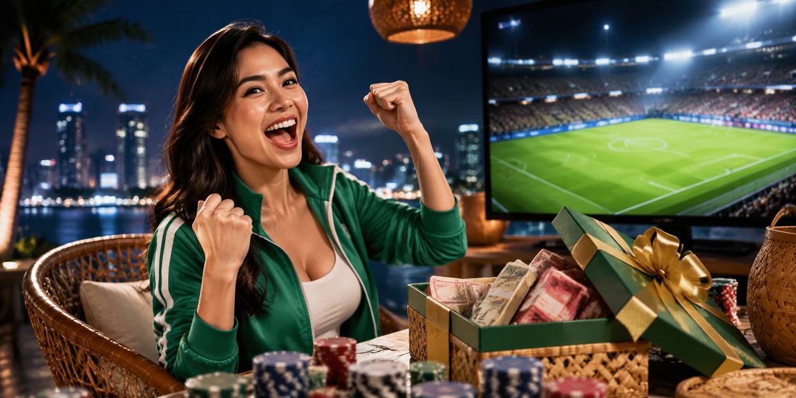 Model Vietnam menunjukkan aplikasi taruhan seniorbet dengan tampilan promo aktif