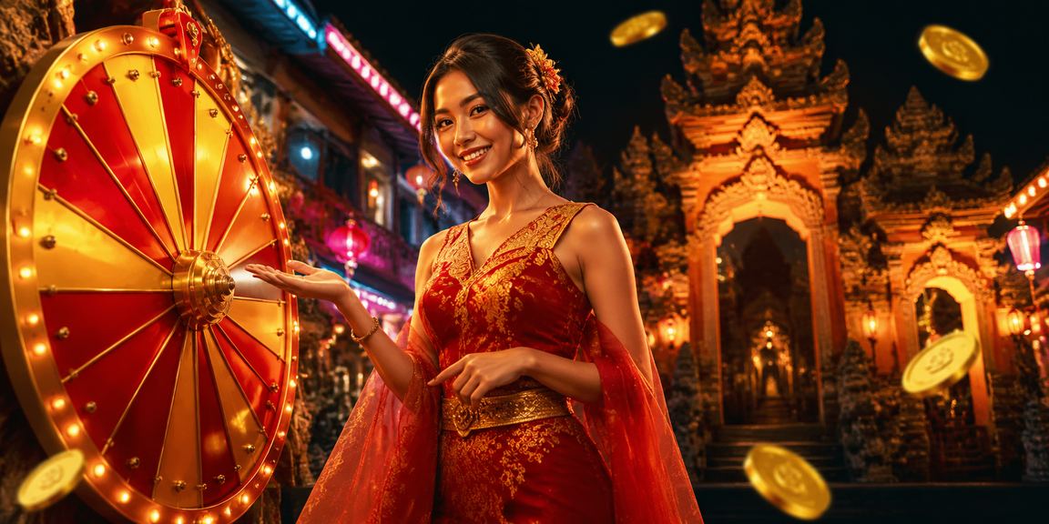 Meja roulette bercahaya neon merah di kasino Vietnam malam hari