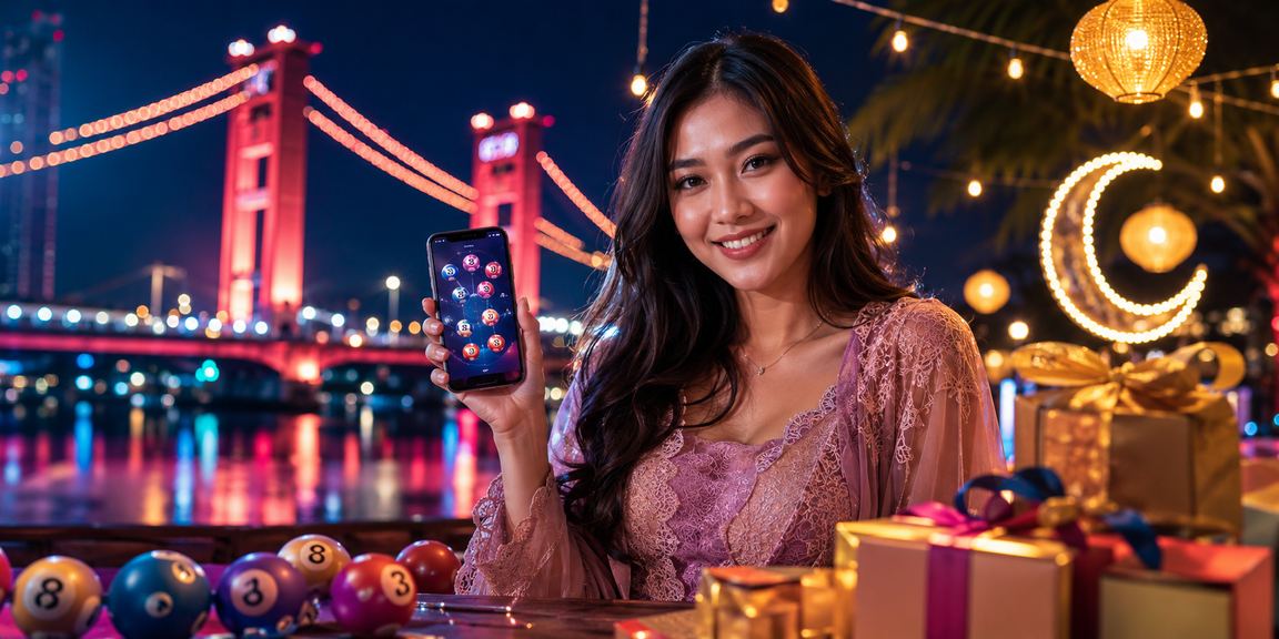 Papan angka lotere Vietnam bercahaya neon biru di malam hari